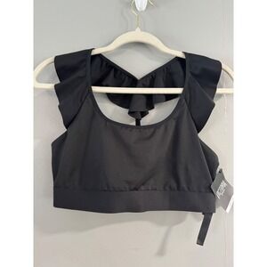 Victoria Sport Black‎ Ruffle Trim Body Wick Racerback Sports Bra Top Large